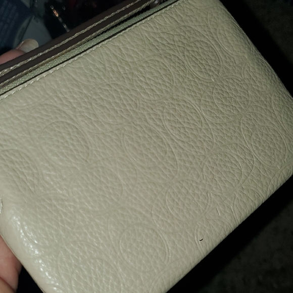 Coach Embossed Cream Wristlet - Picture 3 of 5